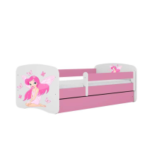 Babydreams rózsaszín tündérágy pillangókkal, fiókos latex matrac 180/80 gyermekágy
