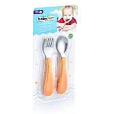 BabyJem rozsdamentes acél evőeszközkészlet gyerekeknek (Szín: Rózsaszín) babaétkészlet