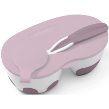 Babyono Be Active Two-chamber Bowl with Spoon etetőszett újszülötteknek Purple babaétkészlet