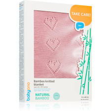 Babyono Take Care Bamboo Knitted Blanket pléd Pink Hearts 75x100 cm babaágynemű, babapléd