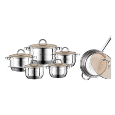  Bachmayer 12 Részes Rozsdamentes Edénykészlet Üveg Fedőkkel BM-1205 edény