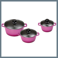 BachMayer 3 részes márvány bevonatú lábas készlet rózsaszín BM-7871 edény