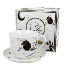  Baglyos porcelán JUMBO csésze aljjal - 470 ml - Charming Owls bögrék, csészék