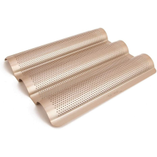 Baguette perforált sütő, fém, arany, 3 részes sütés és főzés