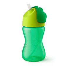 Bájos itató pohár hajlékony szívószállal Avent 300 ml zöld babaétkészlet
