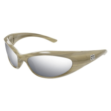 Balenciaga BB0384S 004 SHINY VARNISHED SOLID IVORY HORN SILVER MIRROR(DOUBLE) napszemüveg