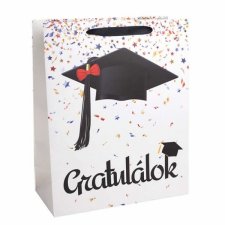 Ballagási ajándéktasak - 23x18 cm fehér - Gratulálok ajándéktasak