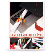 Ballagási meghívó képeslap - laptop, diploma party kellék