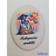  Ballagásodra szeretettel ovális 11,2x8,2cm - R2-D2 dekorációs kellék