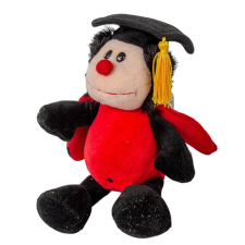  Ballagói kalapos plüss katica 18cm dekorációs kellék