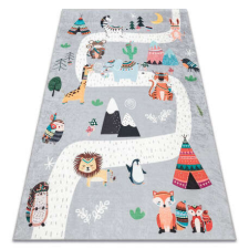 BAMBINO 2160 mosható szőnyeg Indián falu, állatok gyerekeknek csúszásgátló - szürke 160x220 cm lakástextília