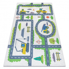 BAMBINO 2338 mosható szőnyeg Kotrógép gyerekeknek csúszásgátló - fehér / zöld 200x290 cm lakástextília