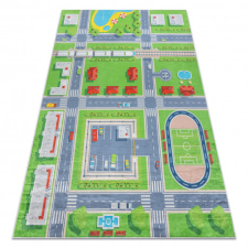 BAMBINO 2624 mosható szőnyeg Város, utcák gyerekeknek csúszásgátló - zöld / szürke 140x200 cm lakástextília