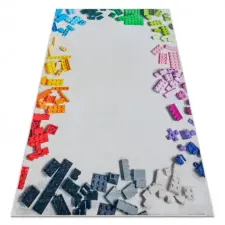  BAMBINO 38480 mosható szőnyeg Építőkészlet gyerekeknek csúszásgátló - szürke / sárga 80x150 cm lakástextília