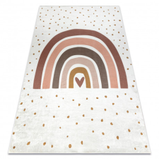  BAMBINO 46960 mosható szőnyeg Szivárvány, pöttyök gyerekeknek csúszásgátló - fehér / barna 160x220 cm lakástextília
