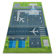BAMBINO 46990 mosható szőnyeg Repülőtér, repülőgépek gyerekeknek csúszásgátló - zöld / szürke 140x200 cm lakástextília