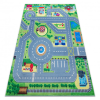  BAMBINO 9028 mosható szőnyeg Város, utcák gyerekeknek csúszásgátló - zöld / szürke 120x170 cm