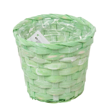  Bambusz kosár kerek zöld D13cm M10cm dekorációs kellék