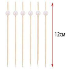  BAMBUSZ NYÁRS 12CM FEHÉR GYÖNGYÖK 12DB party kellék