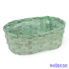 Bambusz ovális kosár 25x15cm - Menta dekorációs kellék