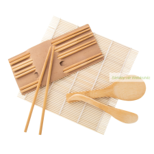  Bambusz sushi készítő szett tányér és evőeszköz