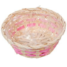  Bambusz tál bélelt rózsaszín D20cm M8cm dekorációs kellék