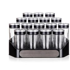 Banquet ALTIMA Fűszertartó készlet 95 ml, 17 db, fekete konyhai eszköz
