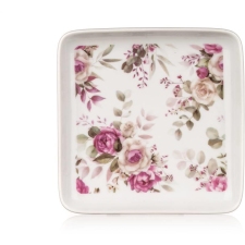 Banquet ROSE tálca, 16×16×1,8 cm, 4 db (A26794) tányér és evőeszköz