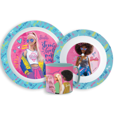 Barbie étkészlet, micro műanyag szett bögrével 265 ml party kellék