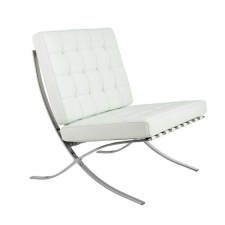  BARCELON PRESTIGE PLUS karosszék fehér - olasz válogatott természetes bőr, acél bútor