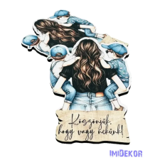  Barna hajú édesanya 2 fiával 9x6,5cm - 2db/csomag dekorációs kellék