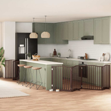  barna nyárfa 12 paneles összecsukható kutyakapu ajtóval 960 cm kutyafelszerelés