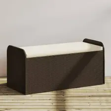  Barna polyrattan tárolópad párnával 115 x 51 x 52 cm kerti bútor