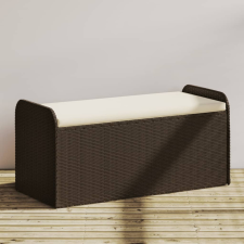 barna polyrattan tárolópad párnával 115 x 51 x 52 cm kerti bútor