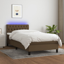  barna szövet rugós és LED-es ágy matraccal 100x200 cm ágy és ágykellék