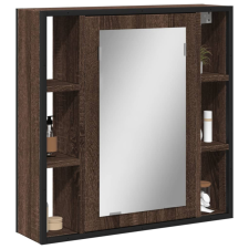  barna tölgy szerelt fa tükrös fürdőszobaszekrény 60x16x60 cm fürdőszoba bútor