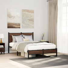 barna tölgy színű fém ágykeret matrac nélkül 120 x 200 cm ágy és ágykellék