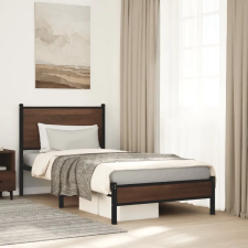  barna tölgy színű fém ágykeret matrac nélkül 75 x 190 cm ágy és ágykellék