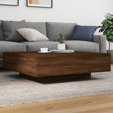  barna tölgyszínű dohányzóasztal LED-lámpákkal 100 x 100 x 31 cm bútor
