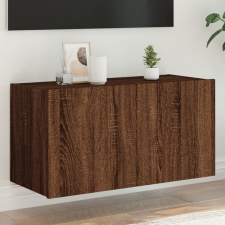 barna tölgyszínű fali TV-szekrény LED-del 80x35x41 cm bútor