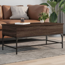 barna tölgyszínű szerelt fa és fém dohányzóasztal 100x50x45 cm bútor