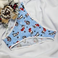 Barones KARÁCSONYI pamut bugyi kék cicás mintás XL női alsó