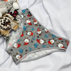 Barones KARÁCSONYI pamut bugyi szürke manó mintás L