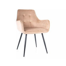  Bársony étkezőszék fekete lábakkal LEMON bézs bútor