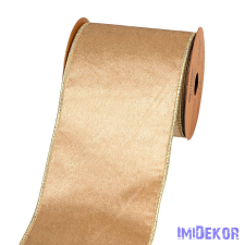 Bársony szalag drótos szegéllyel 100mm x 5m - Arany dekorációs kellék