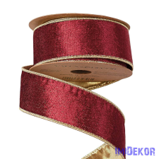  Bársony szalag drótos szegéllyel 38mm x 5m - Bordó dekorációs kellék