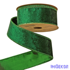  Bársony szalag drótos szegéllyel 38mm x 5m - Zöld szalag, masni