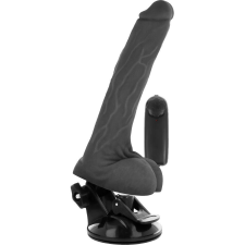 BASECOCK - REALISZTIKUS FEKETE TÁVIRÁNYÍTÓS VIBRÁTOR HERÉKKEL 20 CM vibrátorok