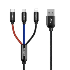 Baseus 3 az 1-ben USB-C / Lightning / Micro USB kábel 3,5A 0,3 m (fekete) kábel és adapter