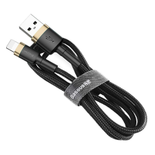 Baseus Cafule Kábel tartós nylon fonott USB / Lightning QC3.0 1.5A 2M fekete-arany (CALKLF-CV1) mobiltelefon kellék